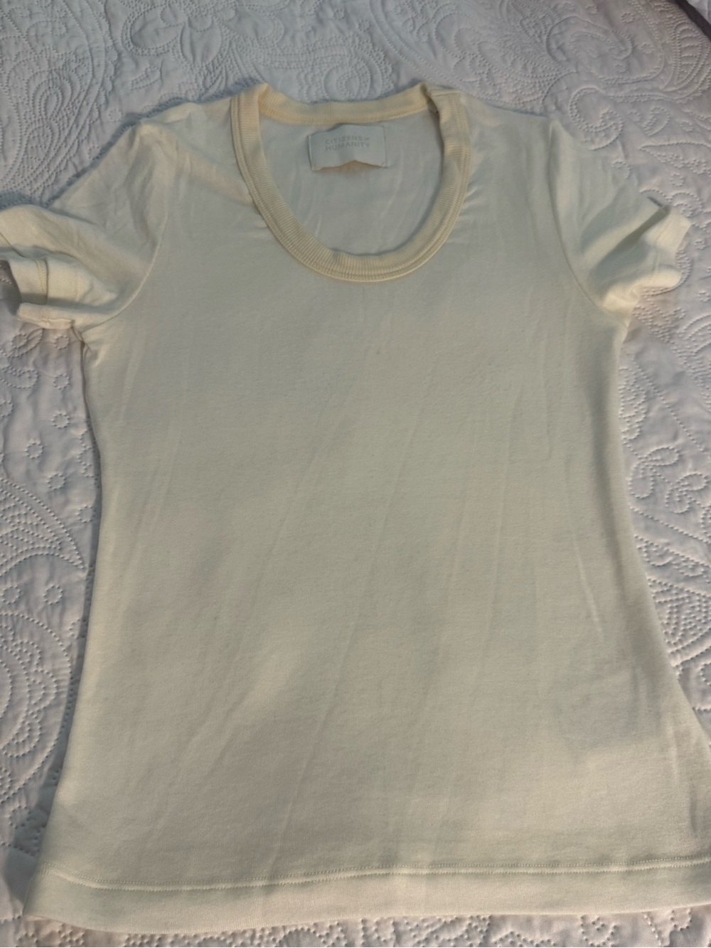 Citizens Of Humanity Cream Short Sleeve Crewneck Tee